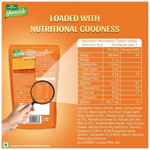 Tata Sampann Yumside Punjabi Style Makhani Gravy - Ready To Cook, 180 g-3.webp